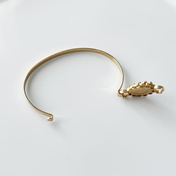 Vintage Avon Ceramic Floral Bangle Bracelet Gold Tone - Picture 6 of 11